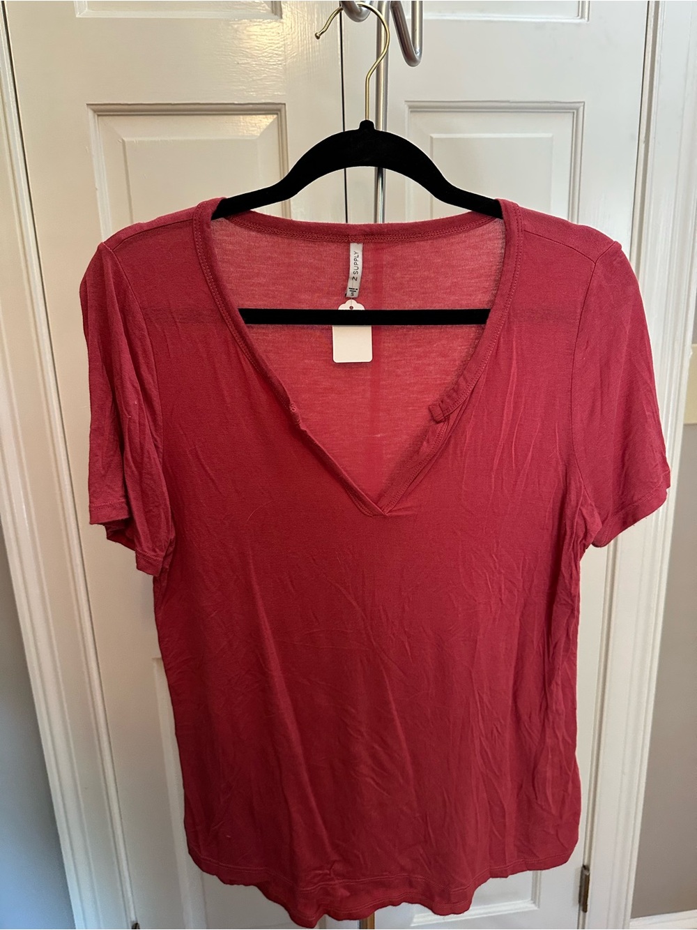 Z Supply V-Neck Short Sleeve Top — Rose